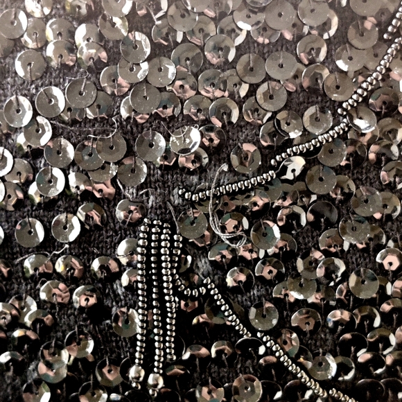 🤩BOGOFREE🤩 Size small 80s glam lace beads sequin long sleeve top - Picture 7 of 12